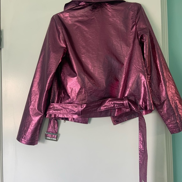 Hayley Elsaesser pink shiny jacket. Unique find! Size xs - Picture 4 of 5